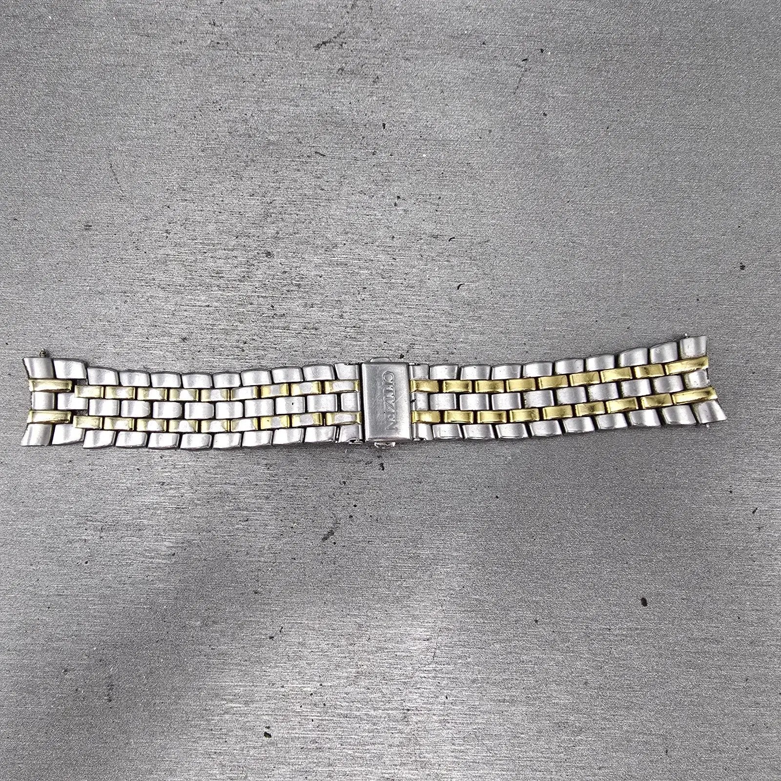 Citizen Bracelet 20mm Stainless Steel Two Tone Tri Folding Clasp VTG READ!!!!!!!0
