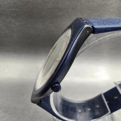 Swatch Skinnight Watch Men 40mm Champagne Dial Blue Case SVUN101 New Battery2