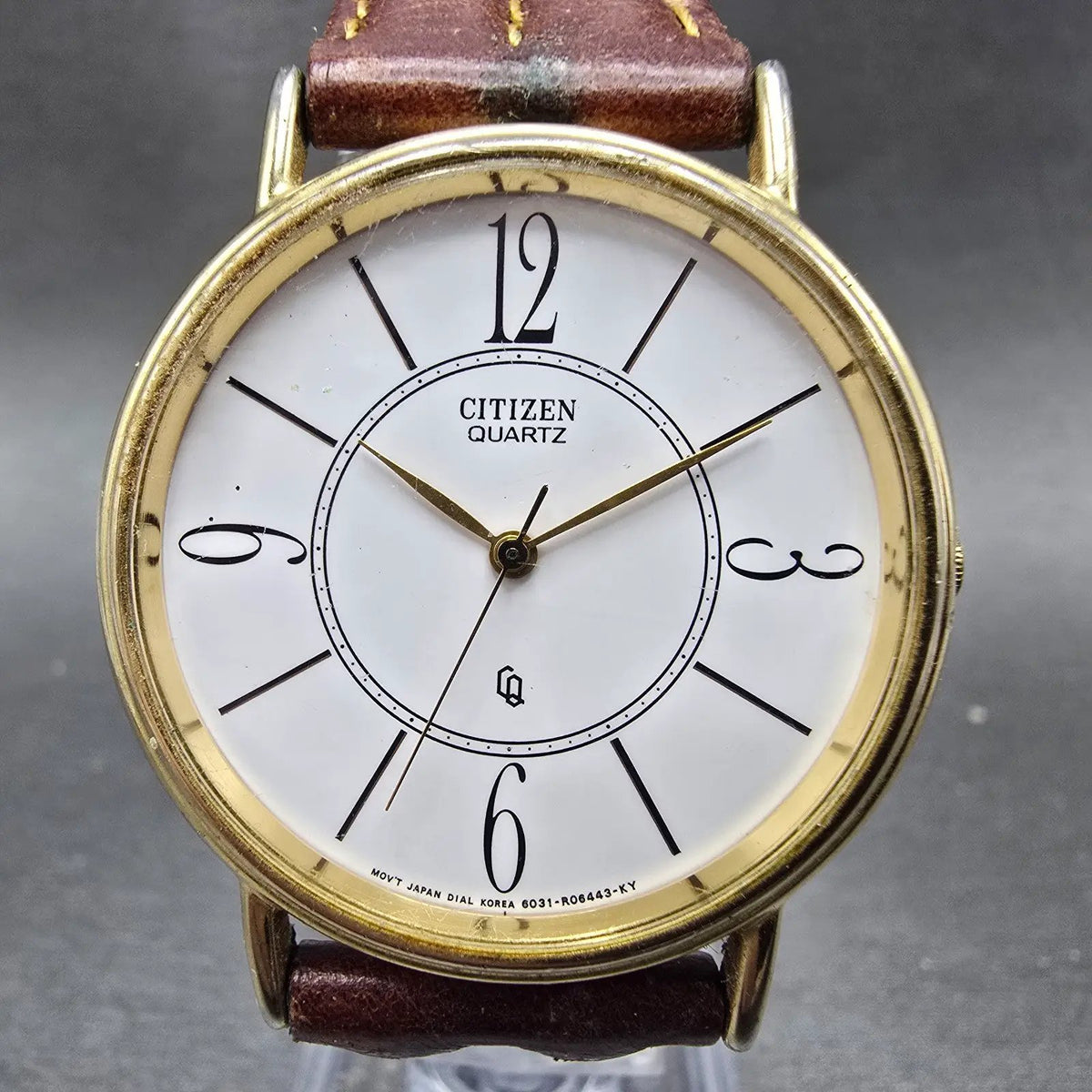 Citizen CQ Watch Men 34mm White Dial Gold Tone Round 6031-R00944 VTG PARTS0