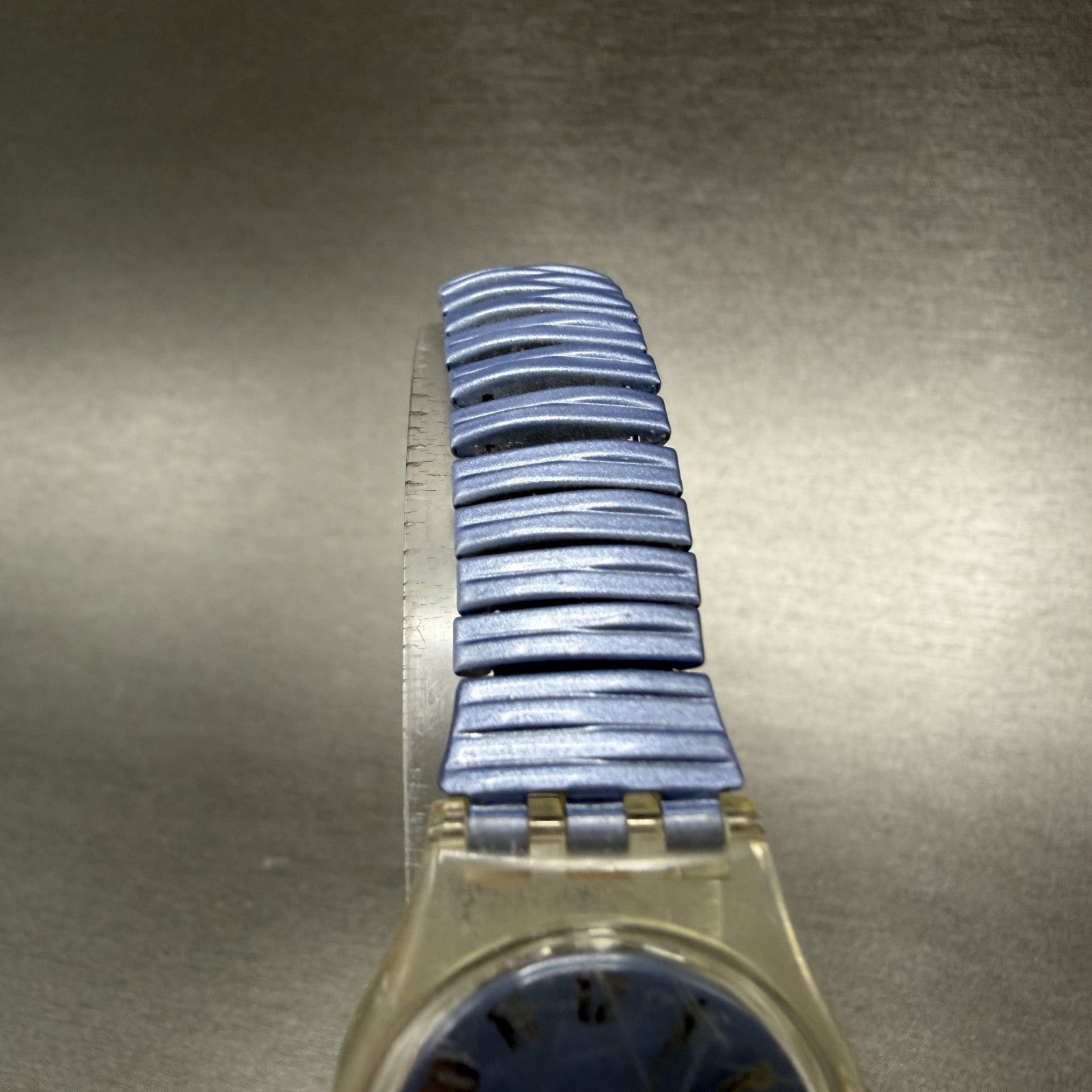 Swatch Watch Women 24mm Purple Dial Clear Case Round Vintage New Battery4