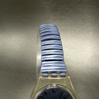 Swatch Watch Women 24mm Purple Dial Clear Case Round Vintage New Battery4