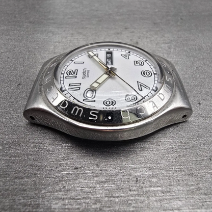 Swatch Irony Casse-Cou Watch Men 37mm Silver Dial Steel YGS732 Daydate New Batt3