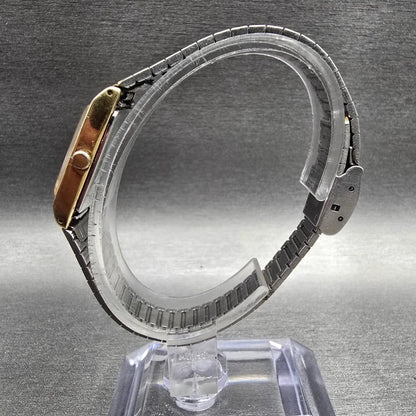 Seiko Tank Watch Women 17mm Gold Dial Gold Tone Rectangle 2C20-5830 New Battery6