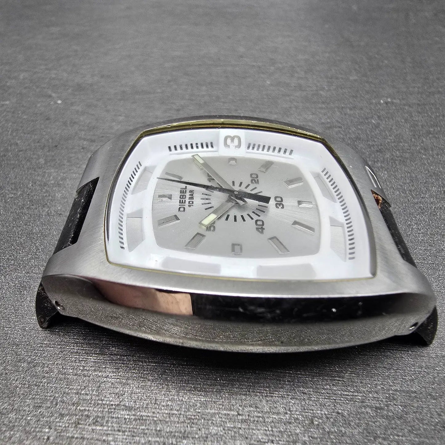 Diesel Watch Men 40mm Silver Dial Silver Tone Rectangle DZ-1100 PARTS4
