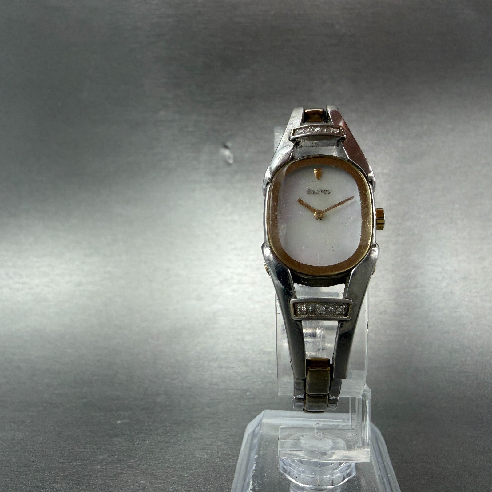 Seiko Watch Women 18mm MOP Dial Two Tone Diamond Bezel 1N00-0JB0 New Battery5
