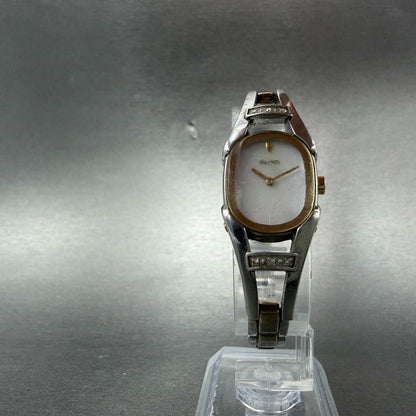Seiko Watch Women 18mm MOP Dial Two Tone Diamond Bezel 1N00-0JB0 New Battery5