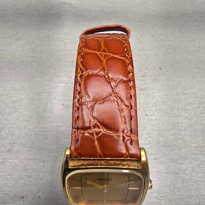Seiko Watch Men 28mm Gold Dial Gold Tone Rectangle 6530-5020 New Battery Vintage4