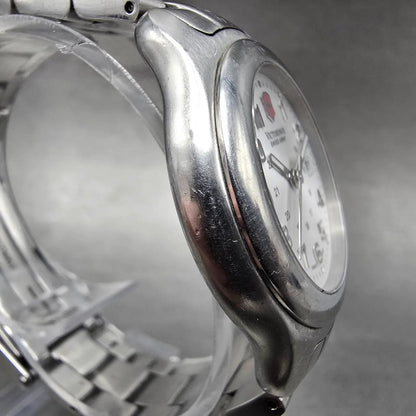 Victorinox Swiss Army Watch Women 33mm Silver Dial Silver Tone Date 24705 NewBat3