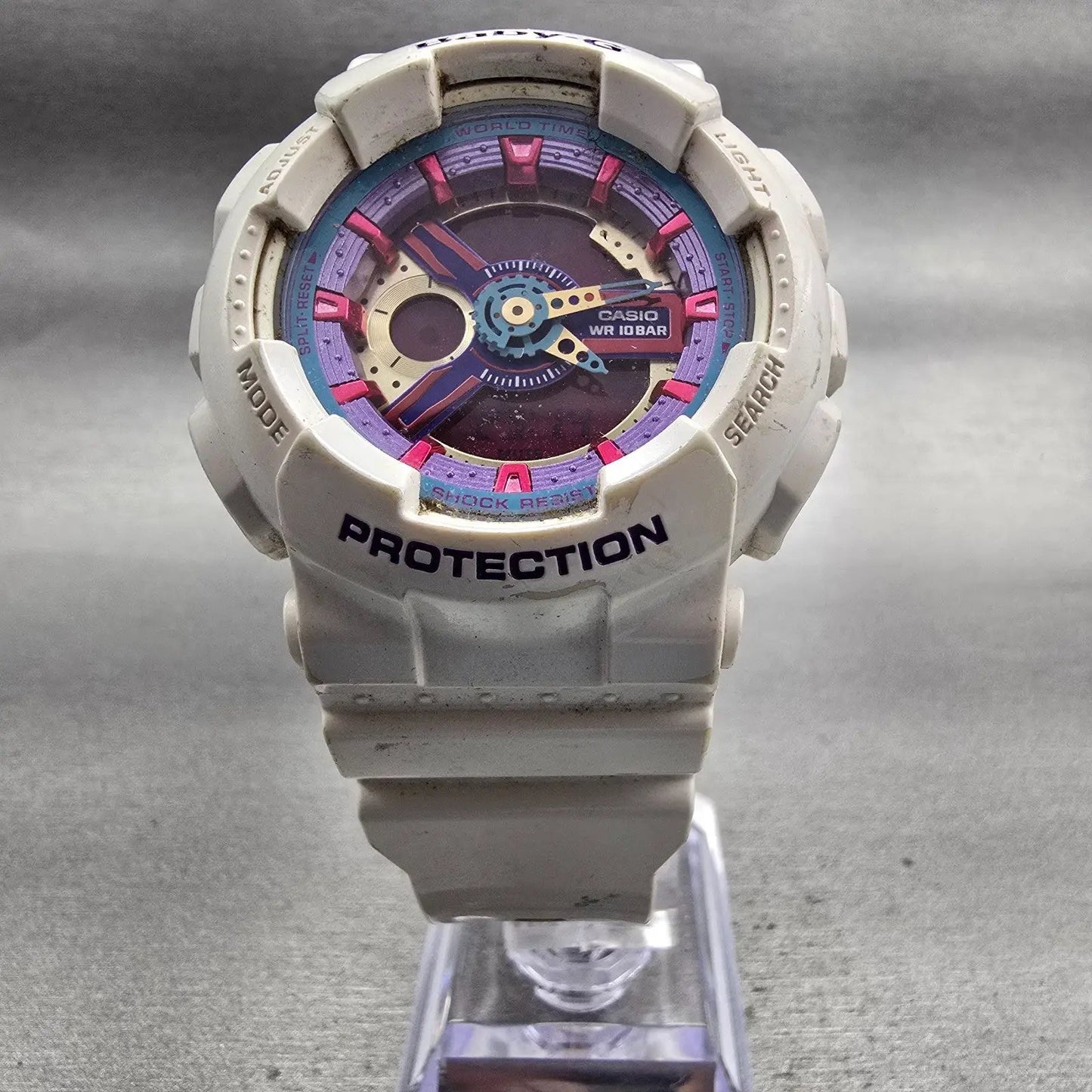 Casio Baby-G BA-112 Watch Women 43mm Purple White Chronograph Alarm New Battery5