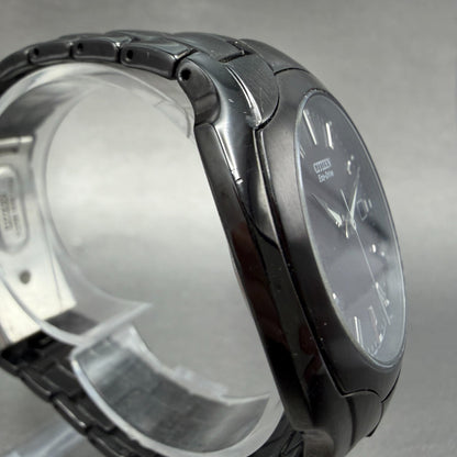Citizen Eco-Drive Watch Men 38mm Black Dial Black Tone Date Round E111-S0634263