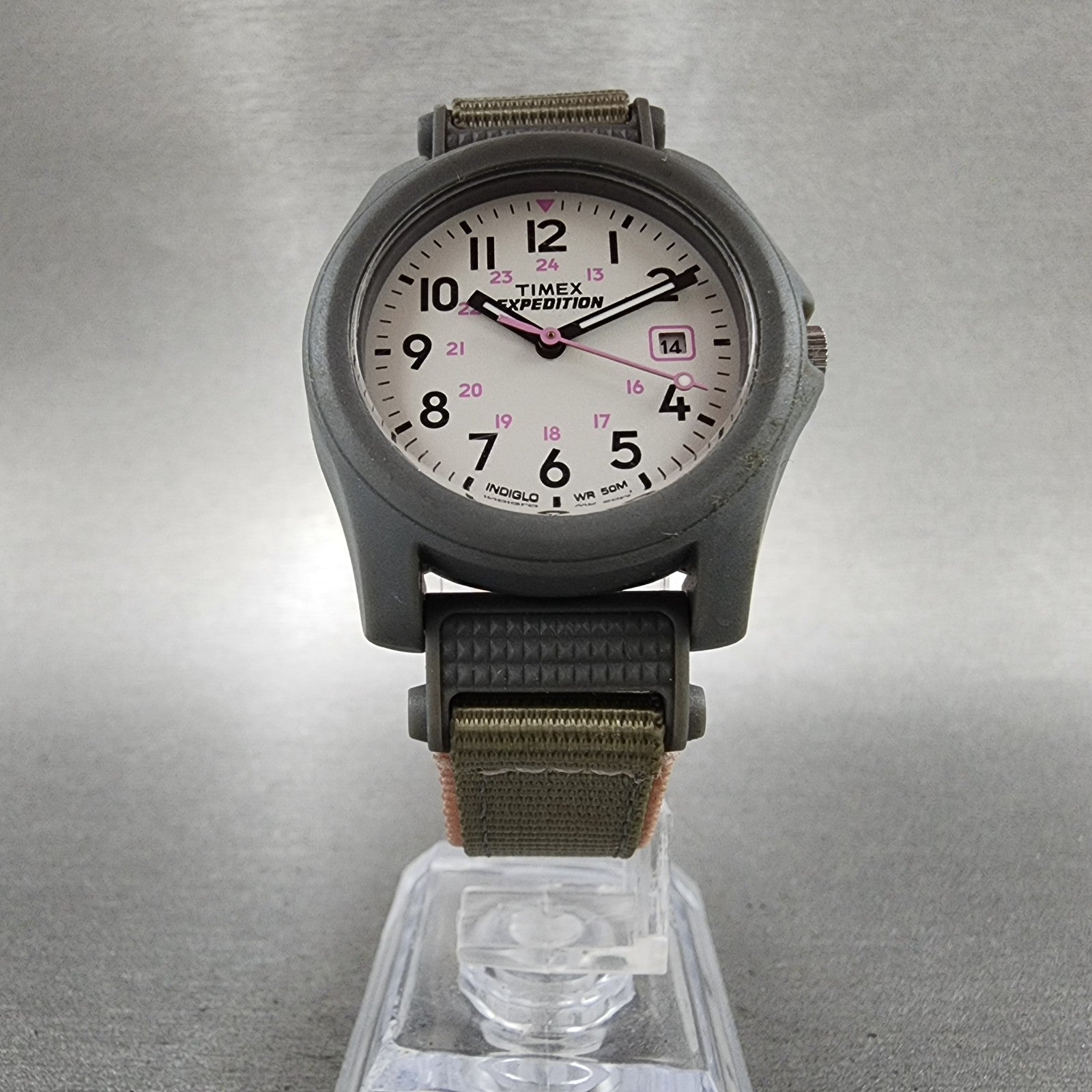 Timex Expedition Camper Watch Women White Dial Gray Date Round T42591 New Batt5