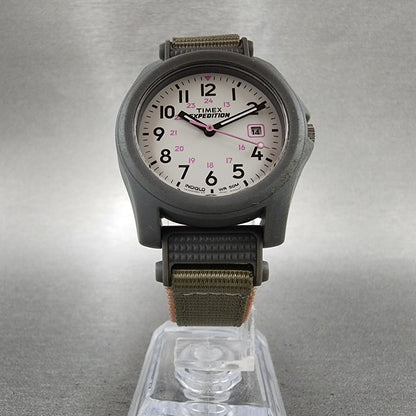 Timex Expedition Camper Watch Women White Dial Gray Date Round T42591 New Batt5