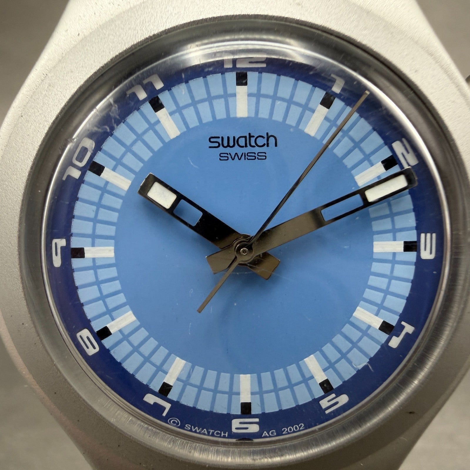 Swatch irony Beam in The Night Watch Men 37mm Blue Dial Silver YGS9008 New Batt1