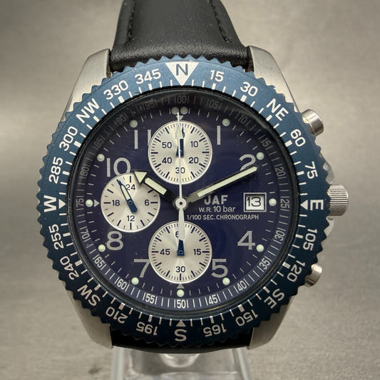 Citizen Chronograph Watch Men 40mm Blue Dial Steel Date Round JAF 0610 New batt0