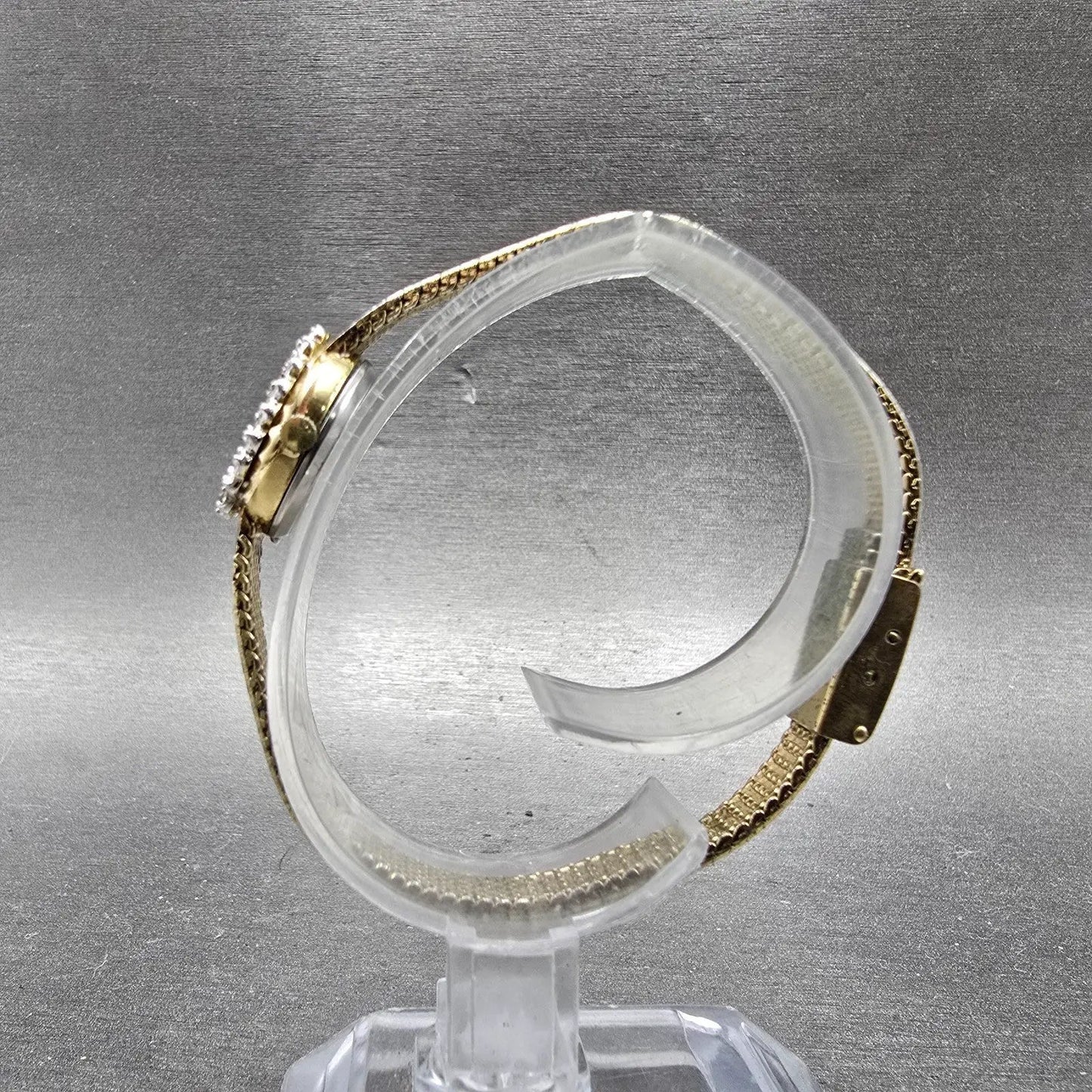 Elgin Watch Women 15mm Silver Dial Gold Tone Oval Crystal Accent New Battery7