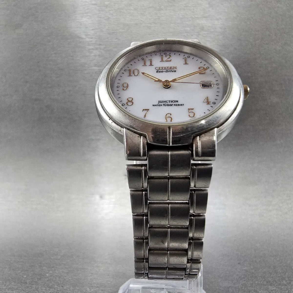 Citizen Eco-Drive Watch Men 35mm White Dial Silver Date Round E110-S95625 Runs5