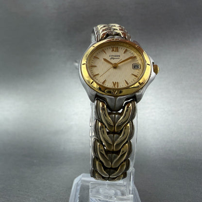 Citizen Elegance Watch Women 25mm Champagne Dial Two Tone Round New Battery ABC5