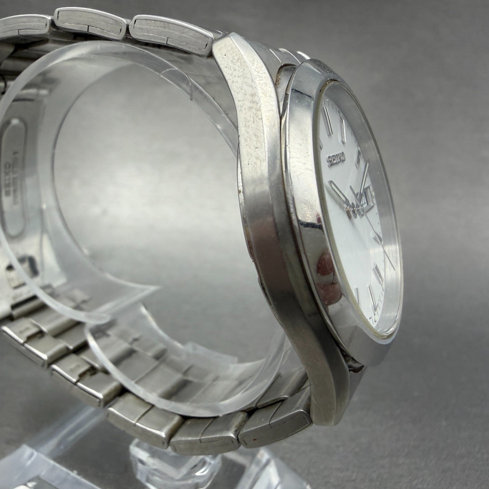 Seiko Watch Men 37mm White Dial Silver Tone Daydate Round 7N43-9080 New Battery3