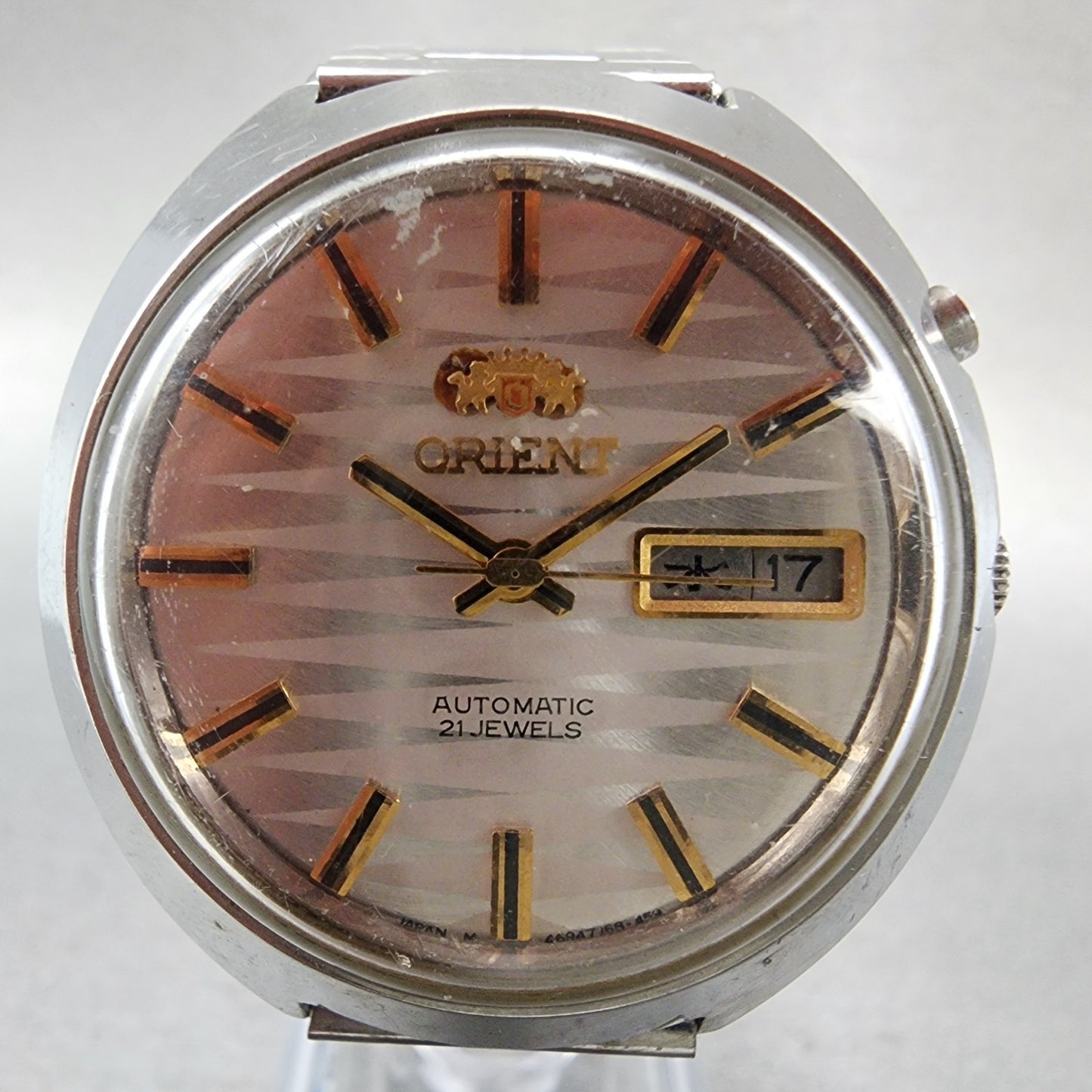 Orient Automatic Watch Men 37mm White Dial Silver Tone Daydate TI 4697168C Runs1