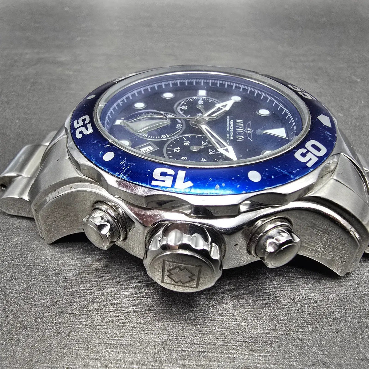 Invicta Pro Diver Chronograph Watch Men 48mm Blue Dial Steel Date 15082 New Batt3