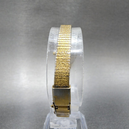 VTG Citizen CQ Watch Women 16mm Black Dial Gold Tone Oval 5930-S25350 New Batt
