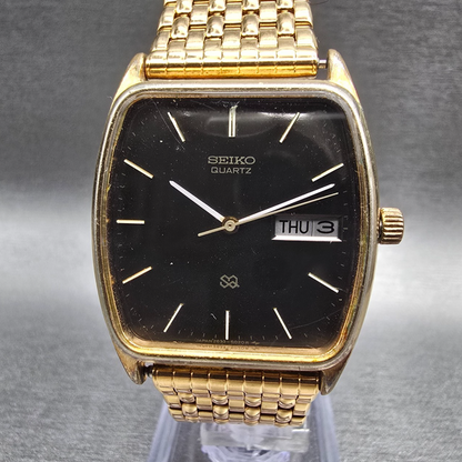 Seiko SQ Tank Watch Men 31mm Brown Dial Gold Tone Daydate 2633-5029 New Battery0