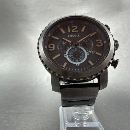 Fossil Chronograph Watch Men 50mm Gray Dial Gray Tone Date BQ2113 New Battery5
