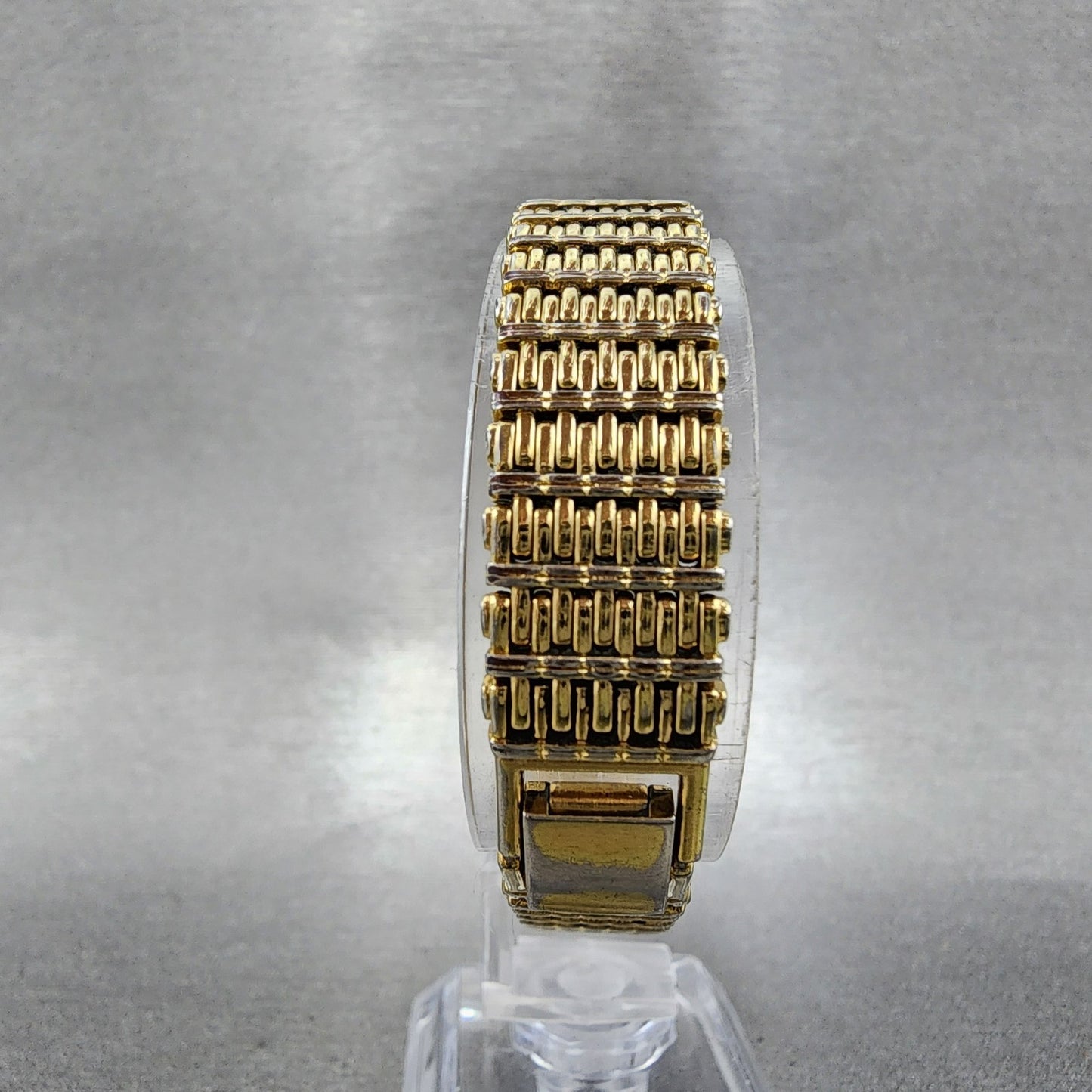 Seiko Tank Watch Women 12mm Champagne Dial Gold Tone 2e20-5070 New Battery