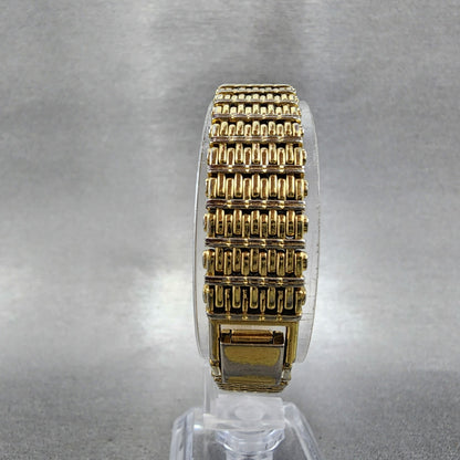 Seiko Tank Watch Women 12mm Champagne Dial Gold Tone 2e20-5070 New Battery