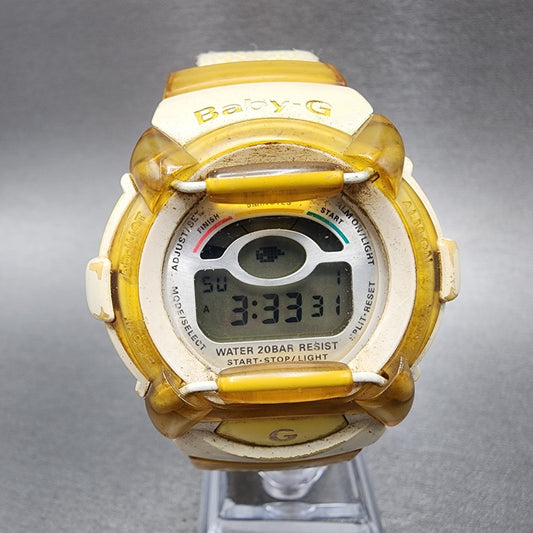 Casio Baby-G BG-200 Watch Women 42mm Digital White Dial White Tone Round New Bat