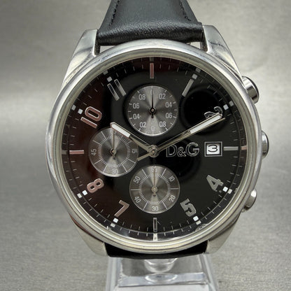 Dolce & Gabbana Sandpiper Chronograph Watch Men 41mm Black Dial Silver New BattA0