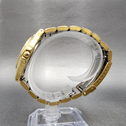 Elgin Watch Men 38mm Black Dial Gold Tone Date Round FCM004-017 New Battery
