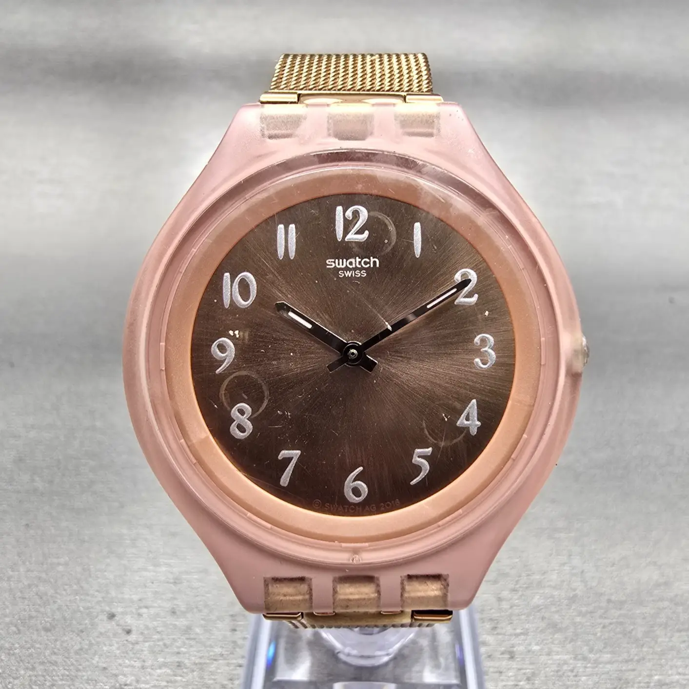 Swatch Skin Skinchic Watch Women 37mm Rose Gold Dial Pink SVUP100M New Battery0