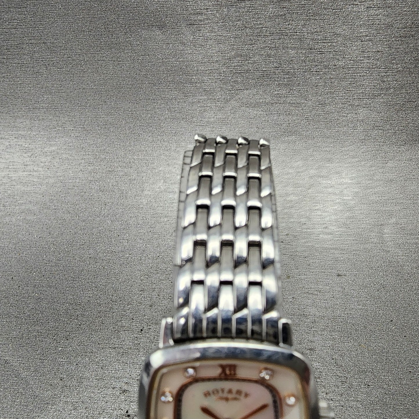 Rotary Ultra Slim Watch Women 23mm MOP Dial Two Tone Rectangle New Battery4