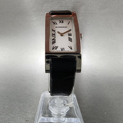 Burberry Tank Watch Women 18mm White Dial Steel Rectangle 14000L New Battery