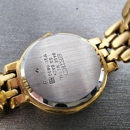 Seiko Watch Women 20mm Champagne Dial Gold Tone Round 1f210a30 New Battery9