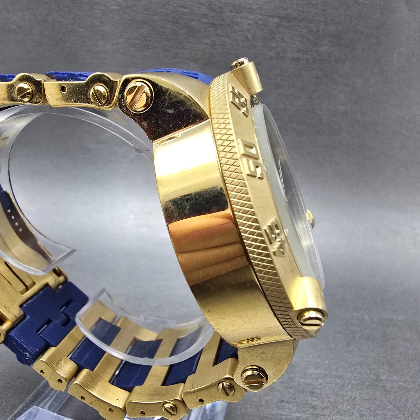Invicta Sub Aqua Noma III Watch Men 50mm Blue Dial Gold Tone Date 6509 New Batt3