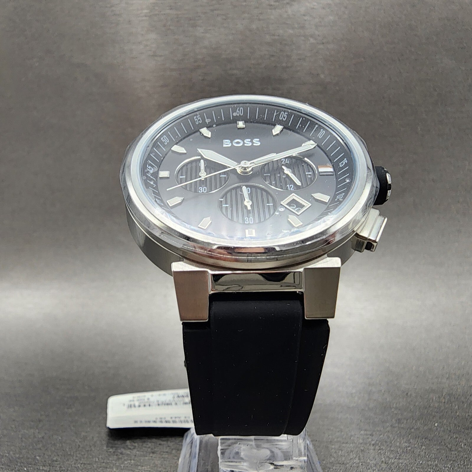 Hugo Boss Chronograph Watch Men 44mm Black Dial Steel Date Round 15139975