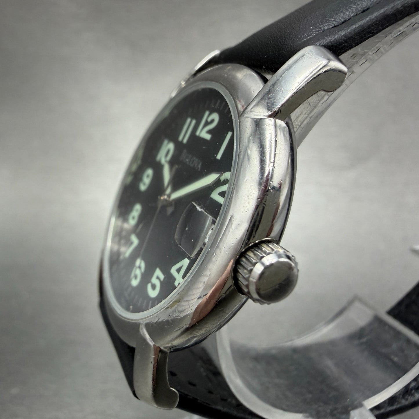 Bulova Watch Unisex 34mm Black Dial Silver Tone Date Round 96B60 New Battery2