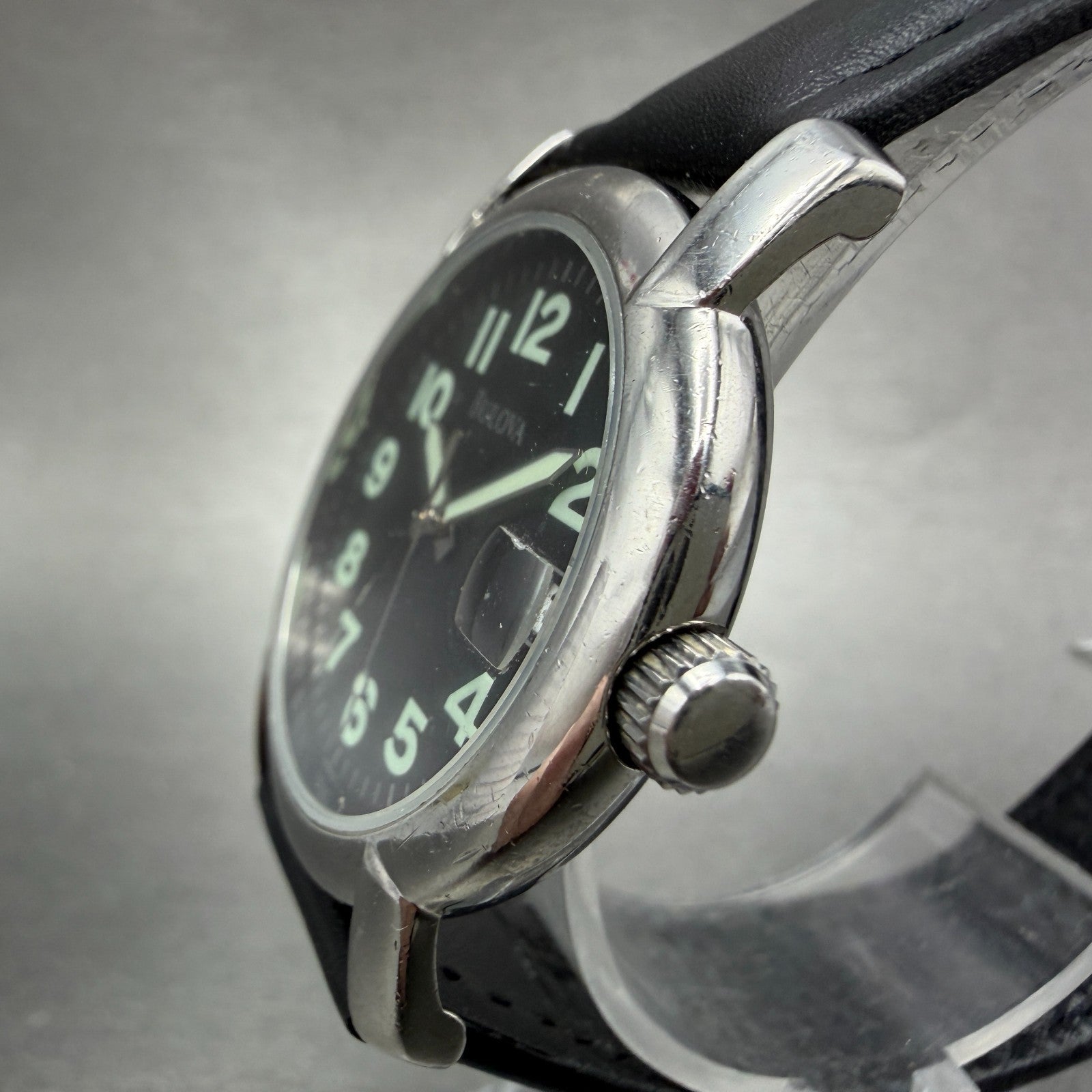 Bulova Watch Unisex 34mm Black Dial Silver Tone Date Round 96B60 New Battery2
