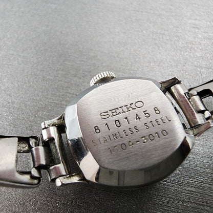 Seiko Salvia Watch Women 17mm White Dial Silver Tone Rectangle Manual Wind Runs9