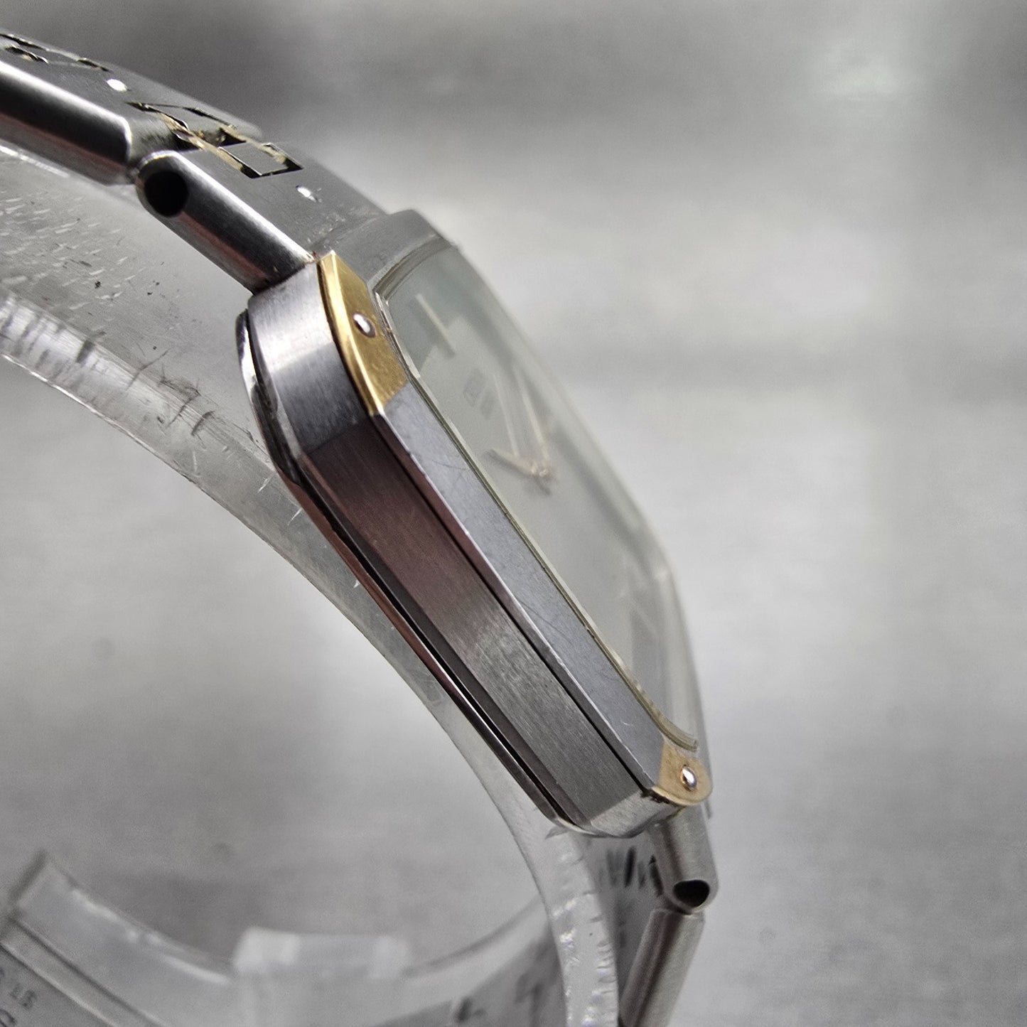 Seiko Credor Watch Women 22mm Silver Dial Two Tone Rectangle 8420-5020 New Batt3