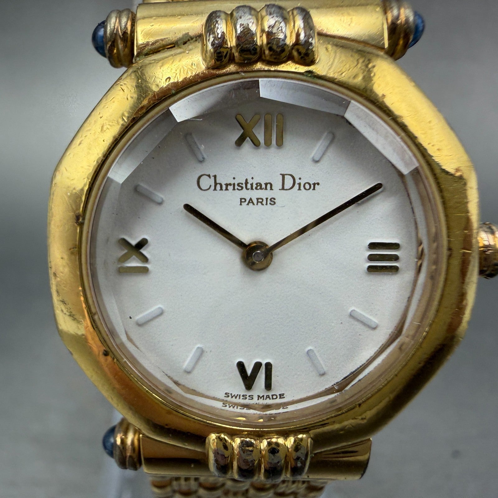 Christian Dior Watch Women 26mm White Dial Gold Plated  Round 64151 VTG PARTS2