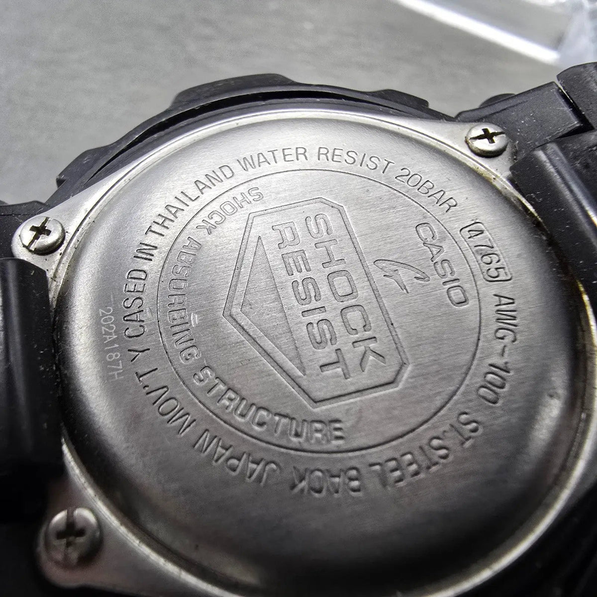 Casio G-Shock AWG-100 Watch Men 47mm Black Silver Alarm Chrono Solar Works JP9