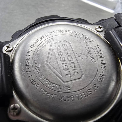 Casio G-Shock AWG-100 Watch Men 47mm Black Silver Alarm Chrono Solar Works JP9