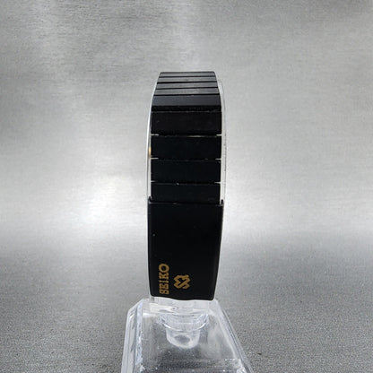 Seiko Watch Women 22mm Analgo Digital Black Tone Rectangle E0295619 New Battery7