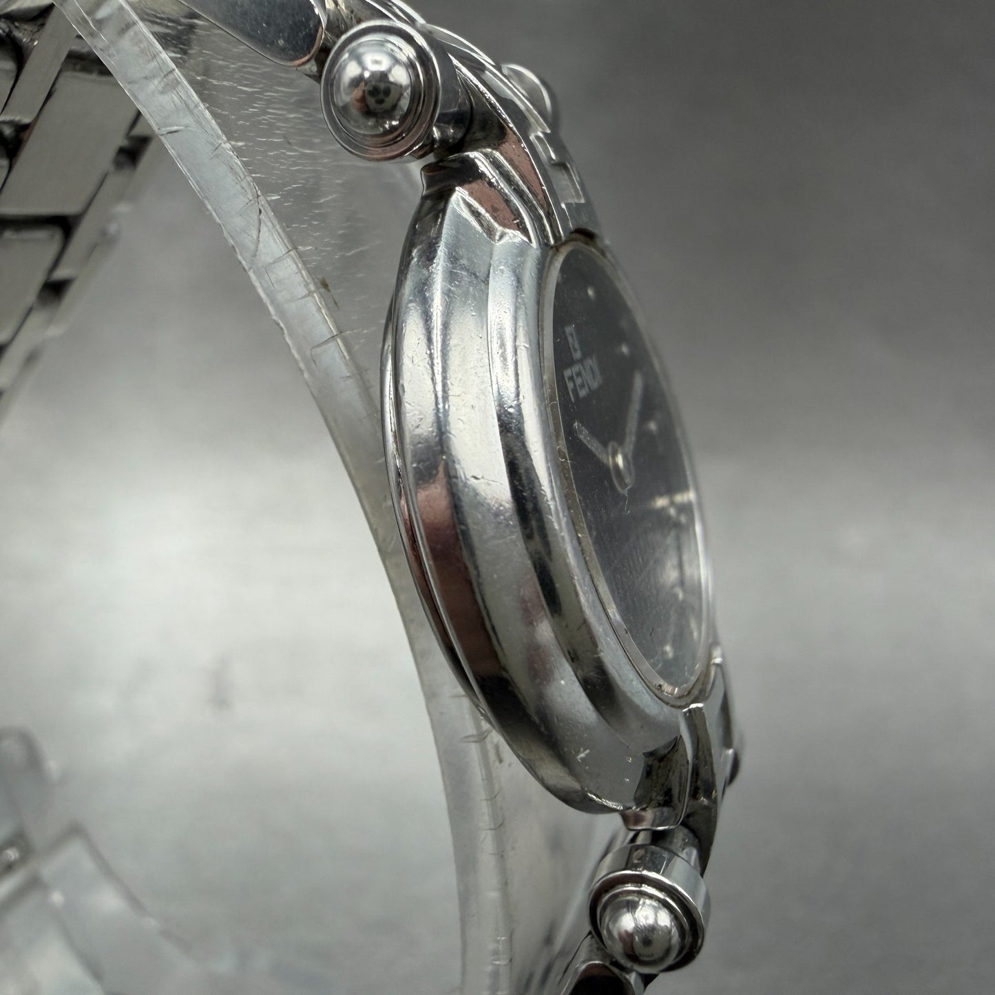 Fendi Watch Women 25mm Black Dial Silver Tone Round 750L New Battery Vintage3
