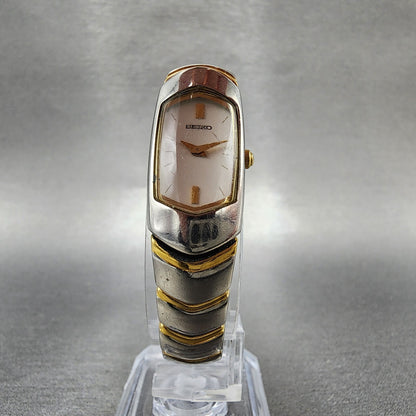 Seiko Watch Women 15mm White Dial Two Tone Rectangle 1F206H49 PARTS6