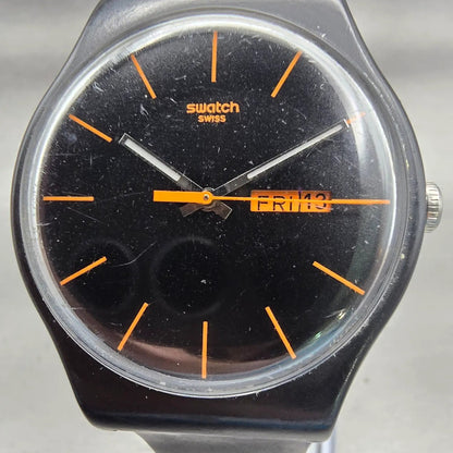 Swatch DARK REBEL Watch Men Black Dial Black Tone Daydate SUOB704 New Battery1