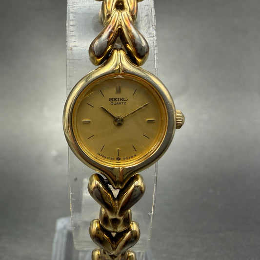 Seiko Watch Women 17mm Champagne Dial Gold Tone Round 1F20-0B20 New Battery0